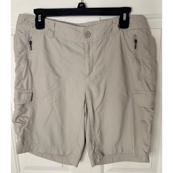 Columbia East Ridge Cargo Shorts Size 12 Beige Outdoor Hiking Lightweight Nylon - Picture 1 of 11